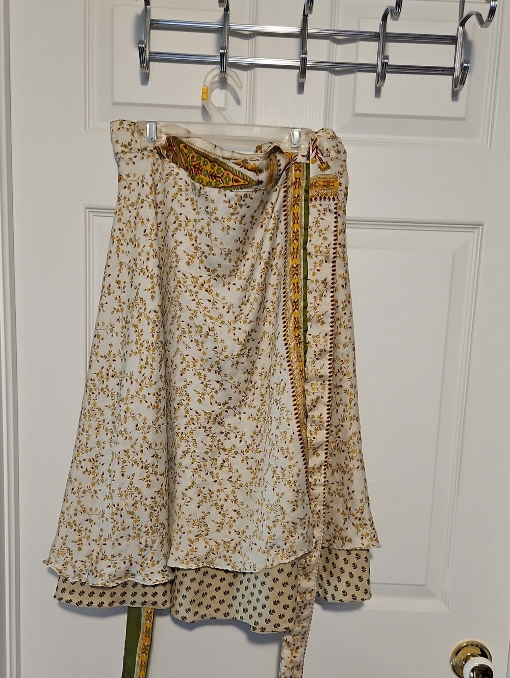 Bohemian Cream Floral Wrap Skirt